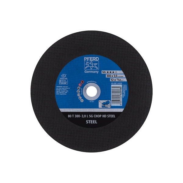 Pferd Abrasive Cut-Off Wheel, 12 in Dia, 1/8 in Thick, 1 in Arbor Hole Size, Aluminum oxide A, 30 Grit 64530 - main